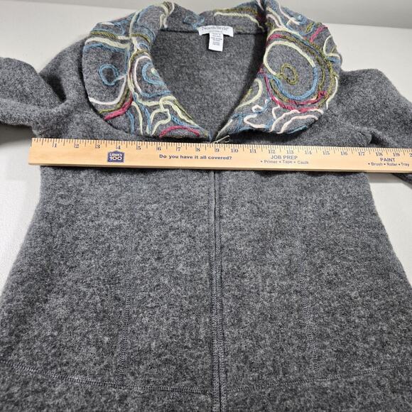 North Style 100% Wool Jacket Sz S Gray Embroidered Full Zip Front - Picture 11 of 14